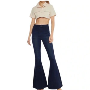 KanCan High Rise Extreme Flare Jeans 5 26x32” Dark Wash Denim Bell Bottoms‎ 0050